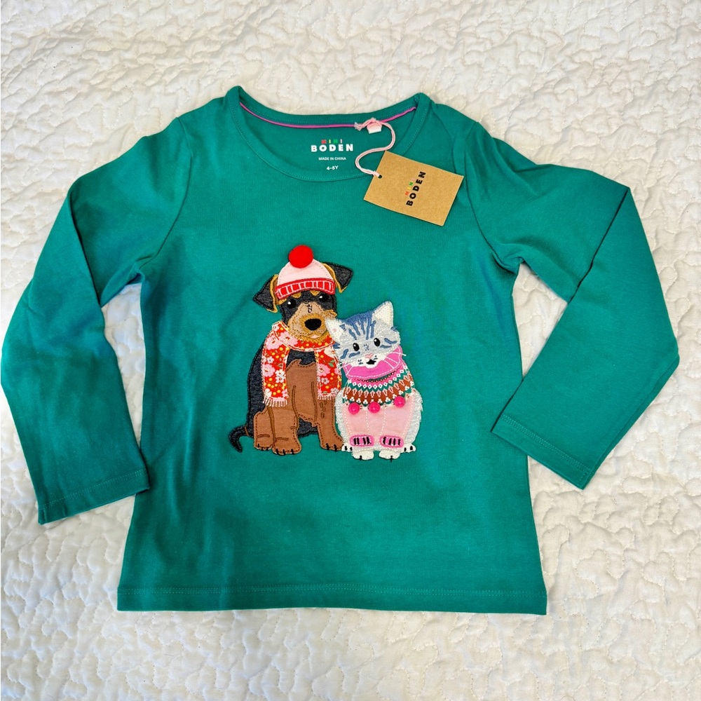 NWT Mini Boden Long Sleeve T-shirt with appliqué
